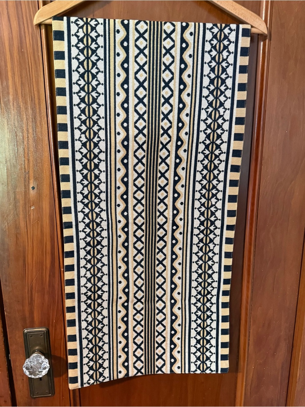 Mackenzie Childs Black & Gold/Yellow Table Runner 15 X 60 NWOT